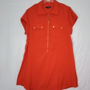 Sharagano Red Utility Dress Zippered 20W Pockets
